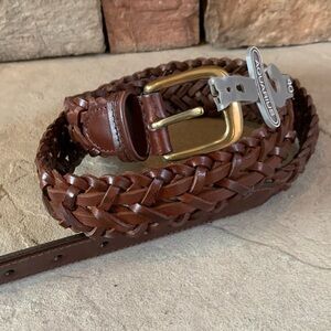 Genuine leather brown sz 40 braided woven NWT belt